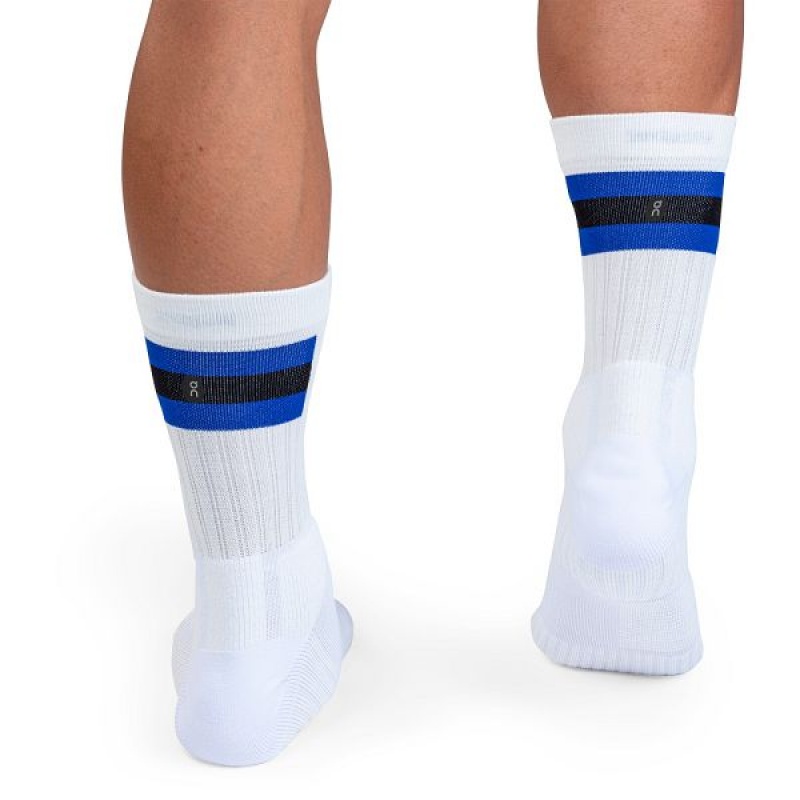 Men's On Running Tennis Socks White / Indigo | 3427015_MY