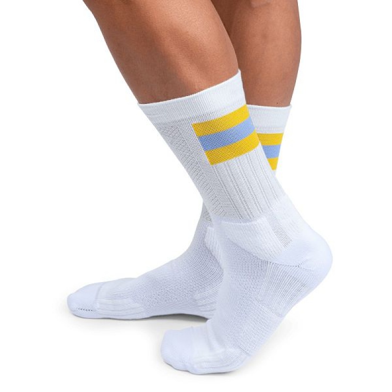 Men\'s On Running Tennis Socks White / Mustard | 9528340_MY