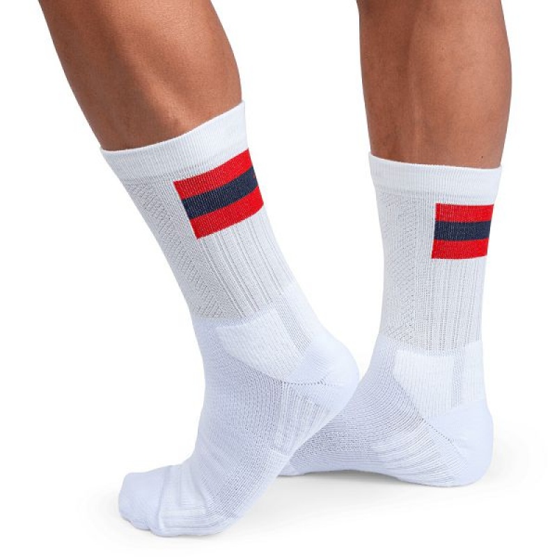 Men\'s On Running Tennis Socks White / Red | 9342157_MY