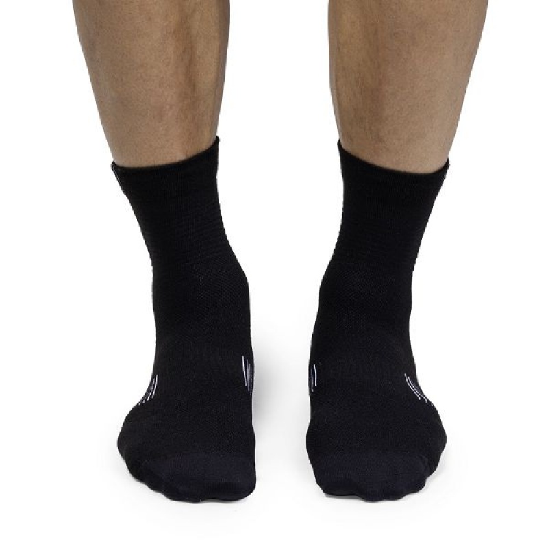 Men's On Running Ultralight Mid Socks Black / White | 2935601_MY