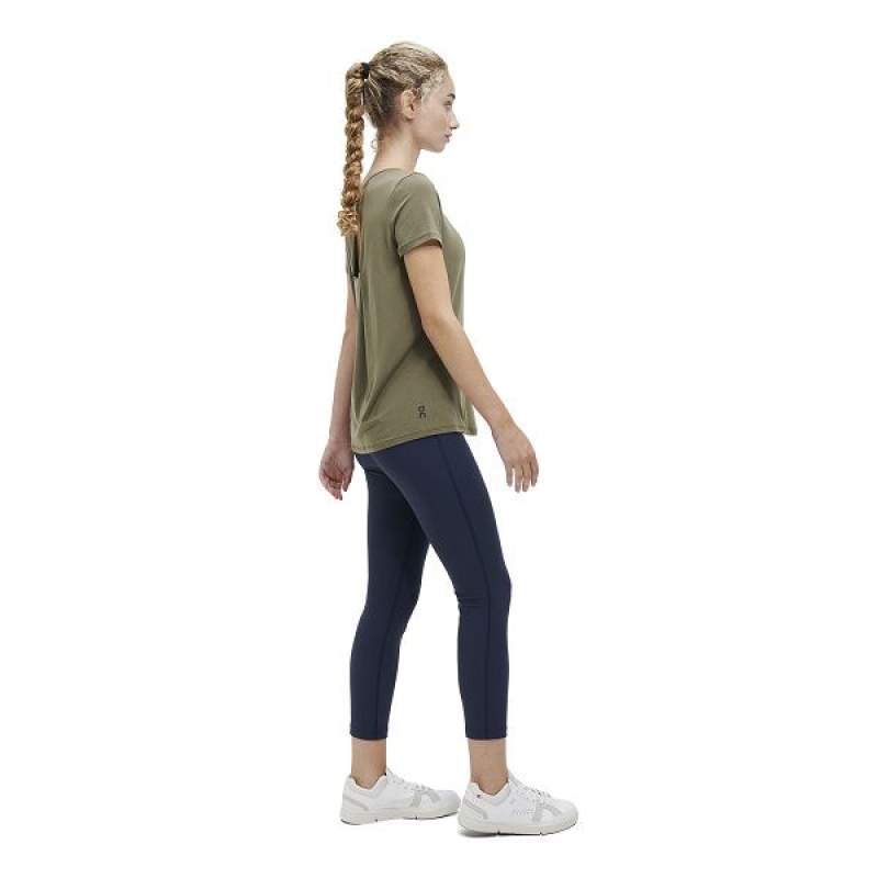 Women's On Running Active-T Breathe T Shirts Olive | 7015934_MY