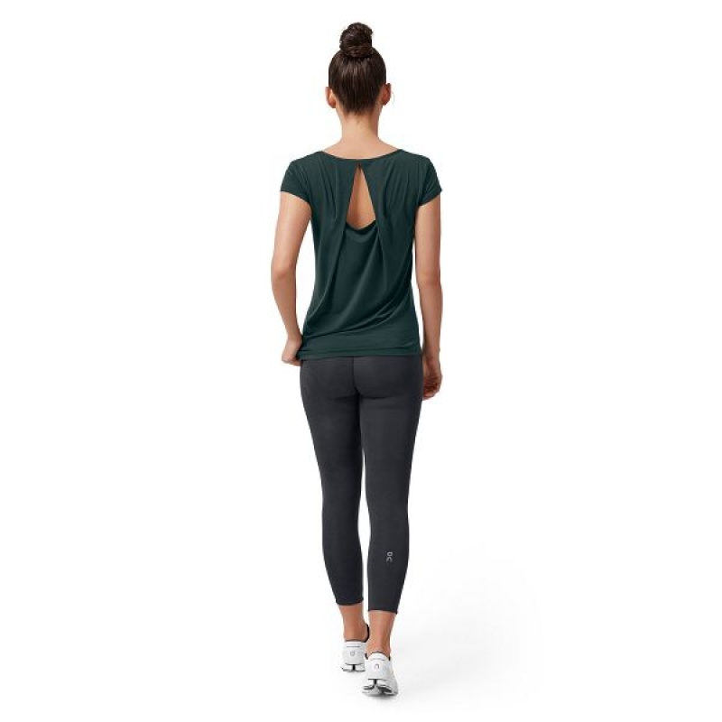 Women's On Running Active-T Breathe T Shirts Dark Green | 2014863_MY