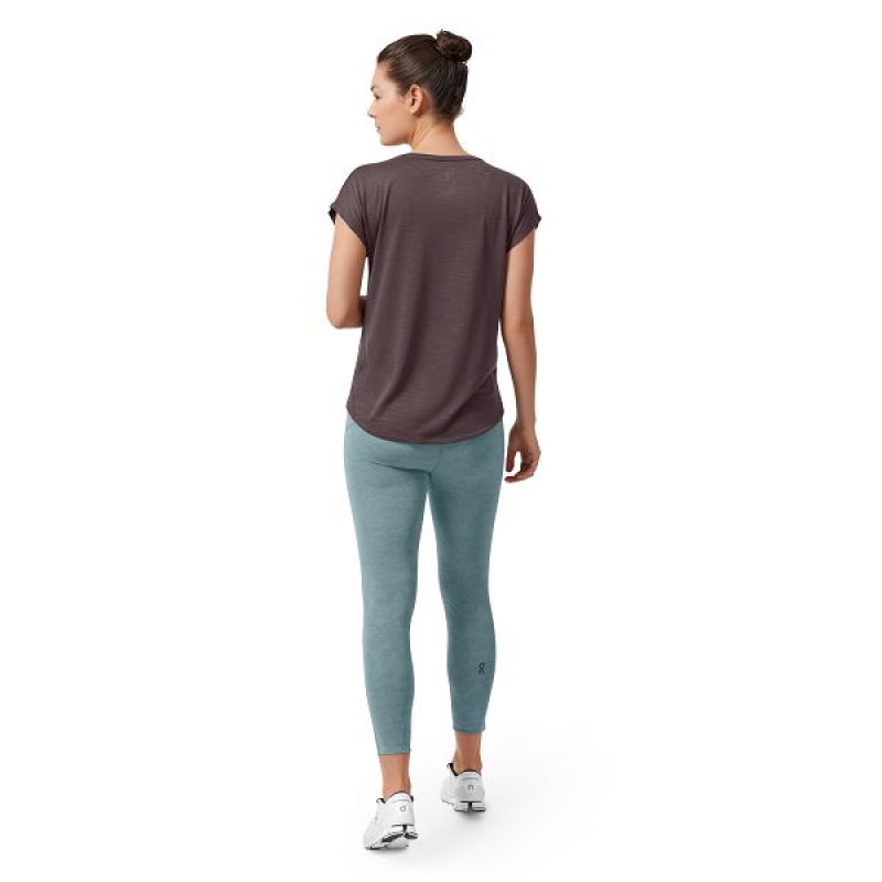 Women's On Running Active-T Flow T Shirts Chocolate | 9746853_MY