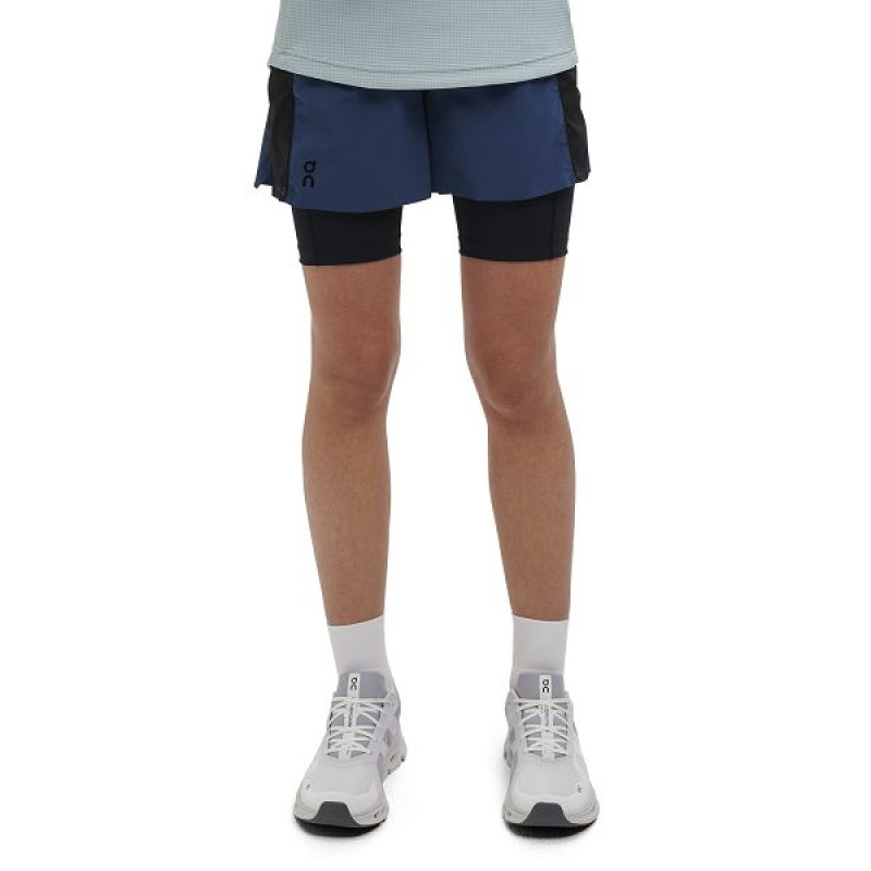 Women\'s On Running Active Shorts Blue / Black | 8942670_MY