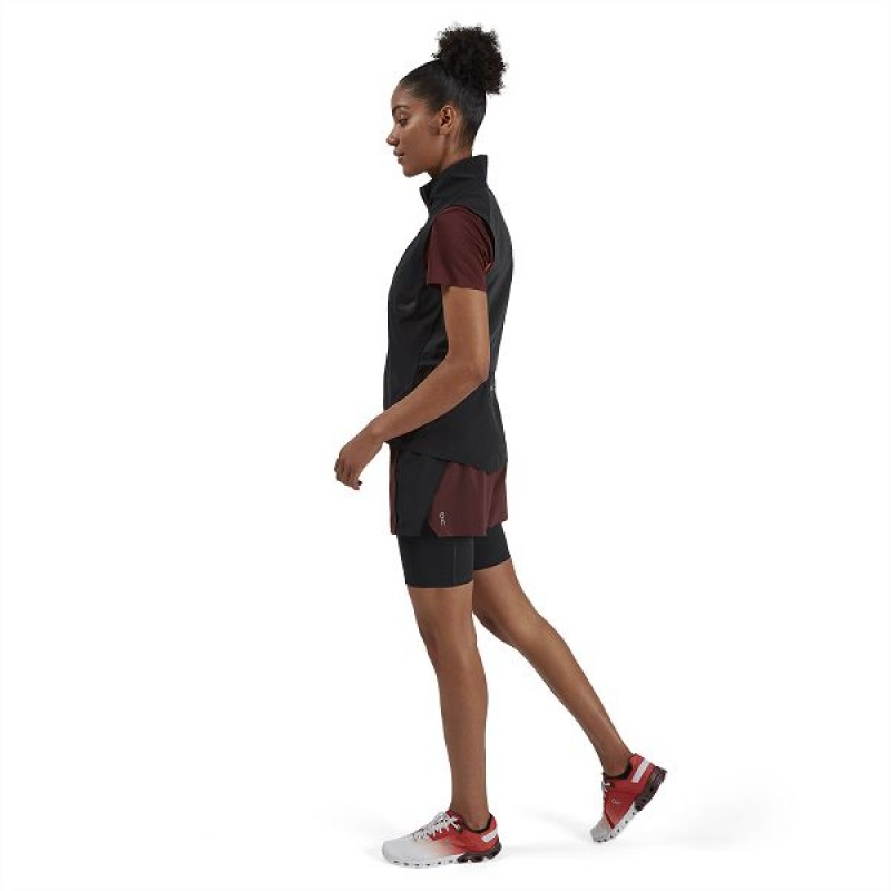 Women's On Running Active Shorts Burgundy / Black | 3425987_MY