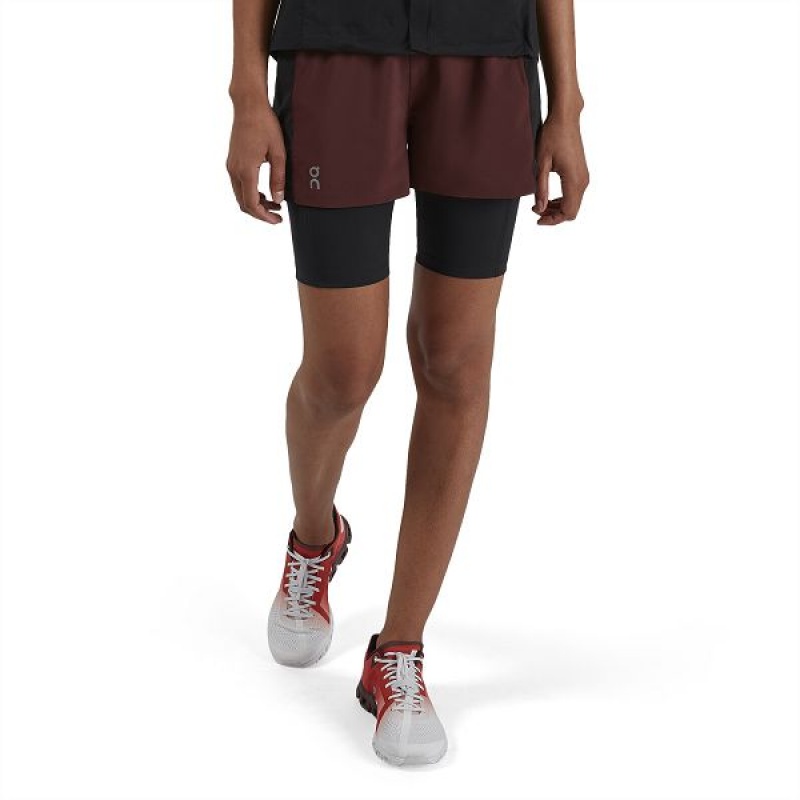 Women\'s On Running Active Shorts Burgundy / Black | 3425987_MY