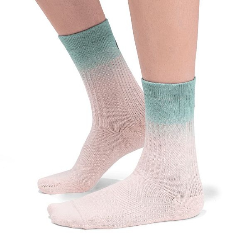 Women\'s On Running All-Day Socks Pink / Green | 1509823_MY