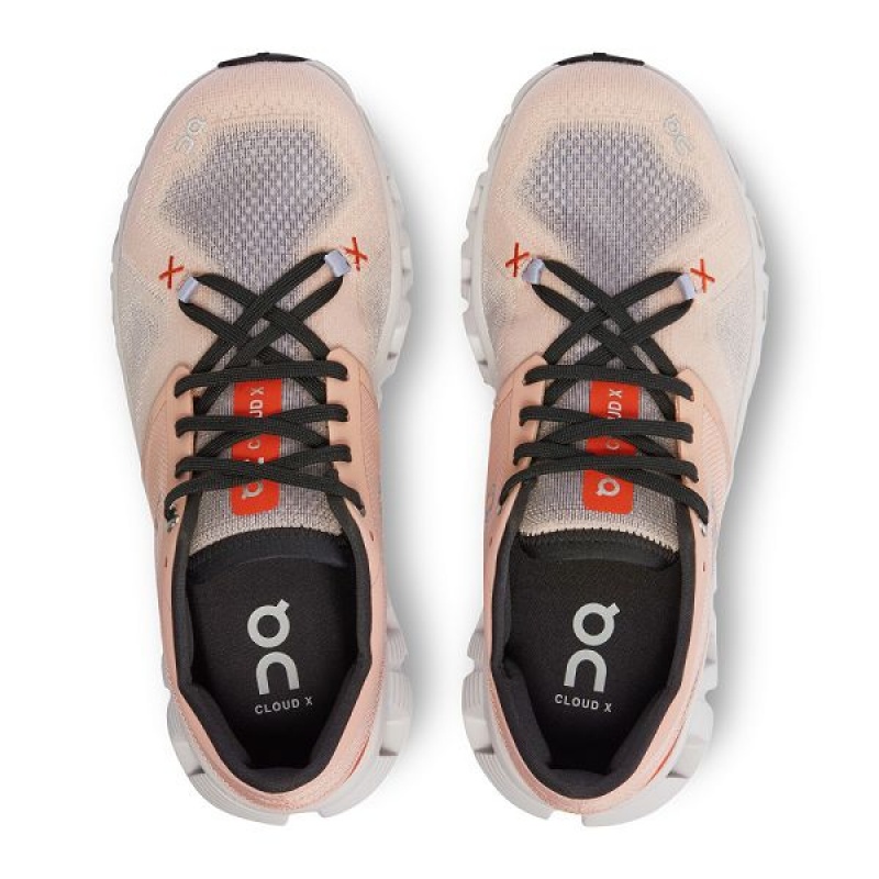 Women's On Running Cloud X 3 Road Running Shoes Rose | 5136092_MY