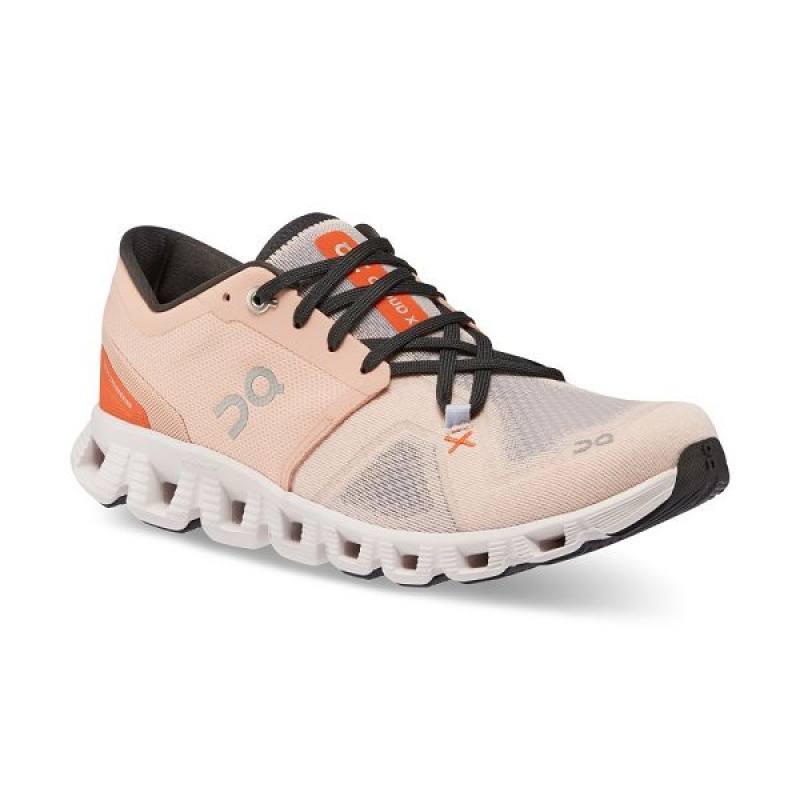 Women's On Running Cloud X 3 Road Running Shoes Rose | 5136092_MY