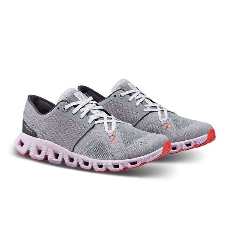 Women's On Running Cloud X 3 Road Running Shoes Grey | 3402798_MY