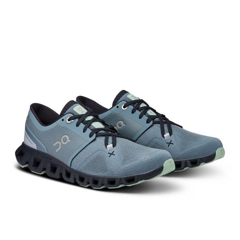 Women's On Running Cloud X 3 Road Running Shoes Blue | 3907528_MY