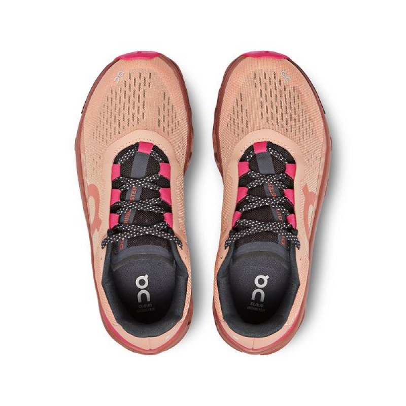 Women's On Running Cloudmonster Road Running Shoes Rose | 8704365_MY