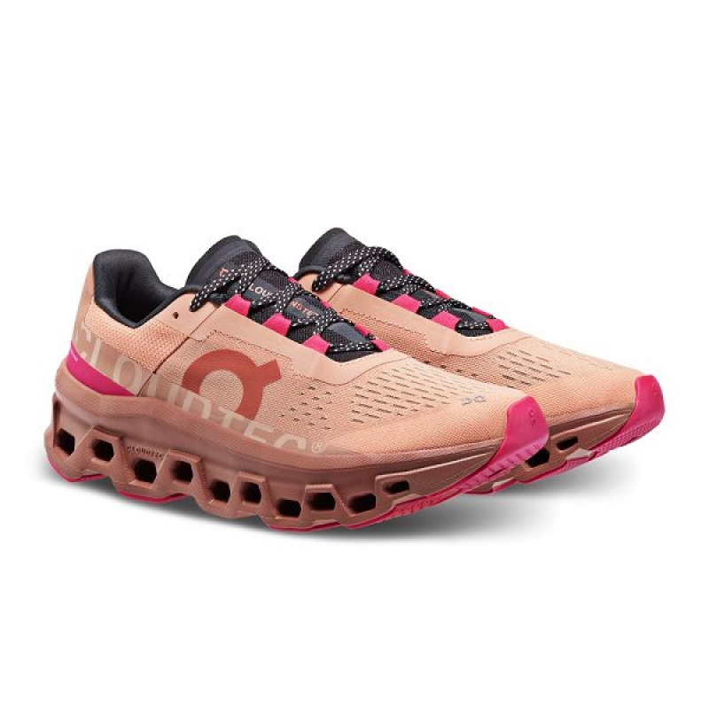 Women's On Running Cloudmonster Road Running Shoes Rose | 8704365_MY