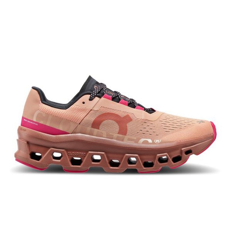 Women\'s On Running Cloudmonster Road Running Shoes Rose | 8704365_MY
