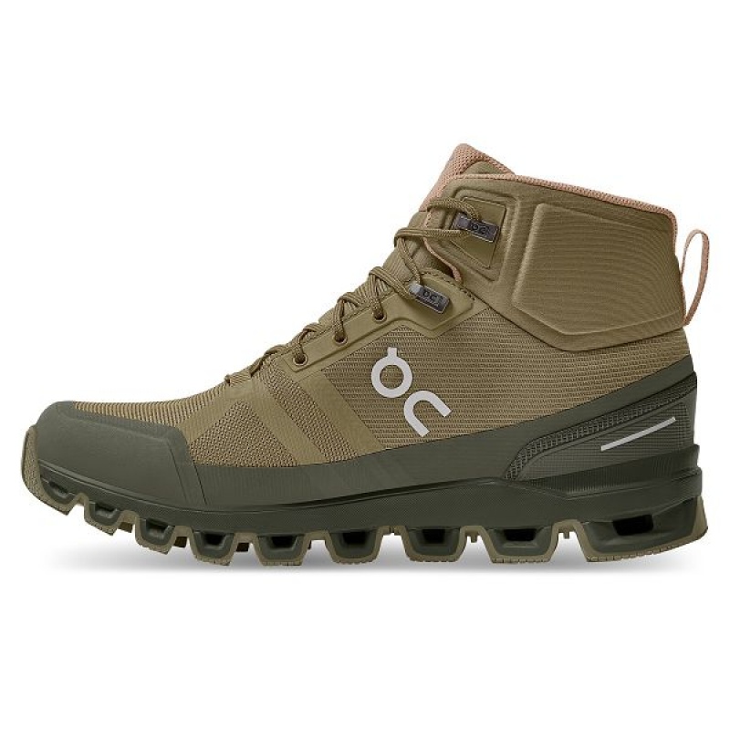 Women's On Running Cloudrock Waterproof Hiking Boots Olive | 2930147_MY