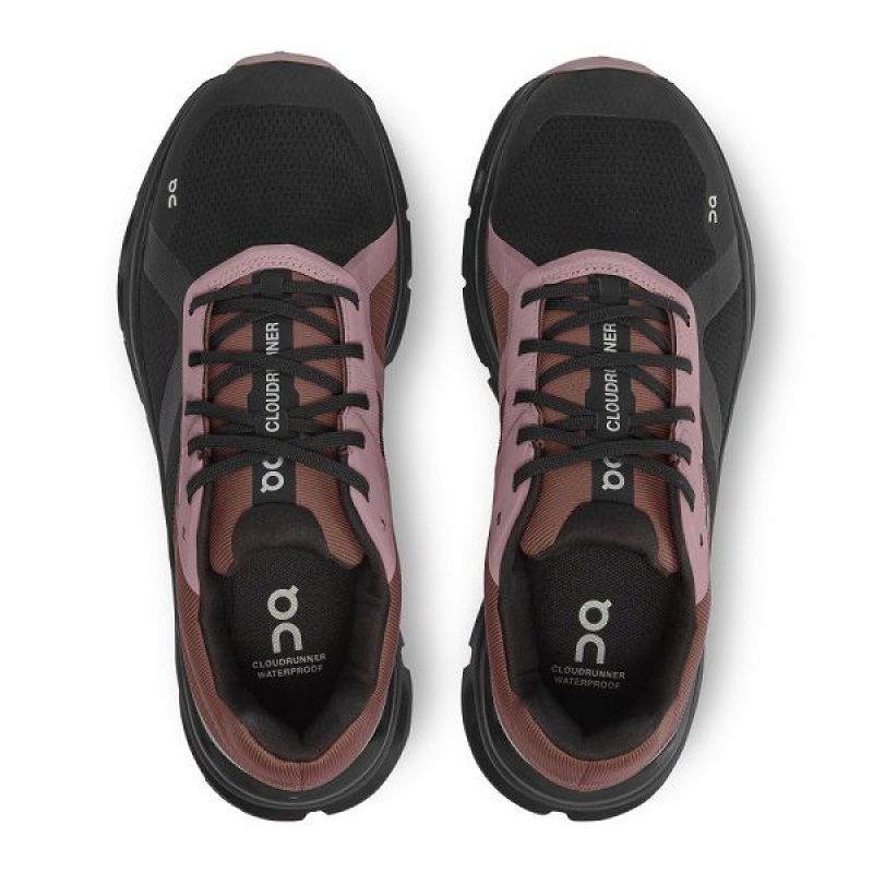 Women's On Running Cloudrunner Waterproof Road Running Shoes Black / Purple | 6218079_MY