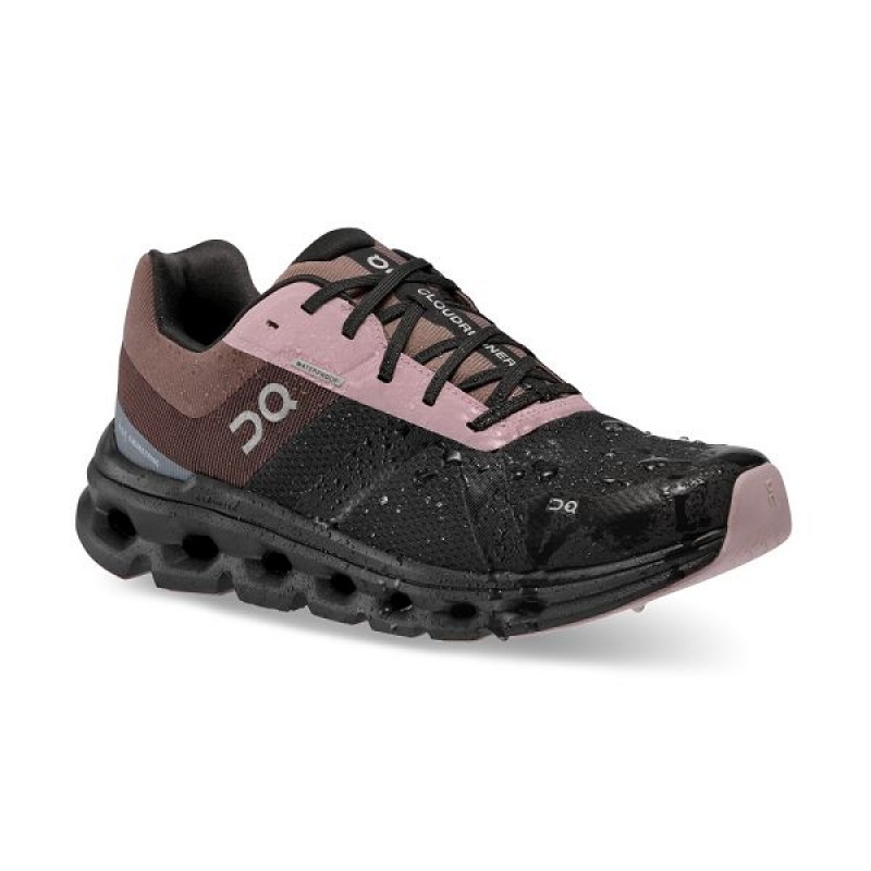 Women's On Running Cloudrunner Waterproof Road Running Shoes Black / Purple | 6218079_MY