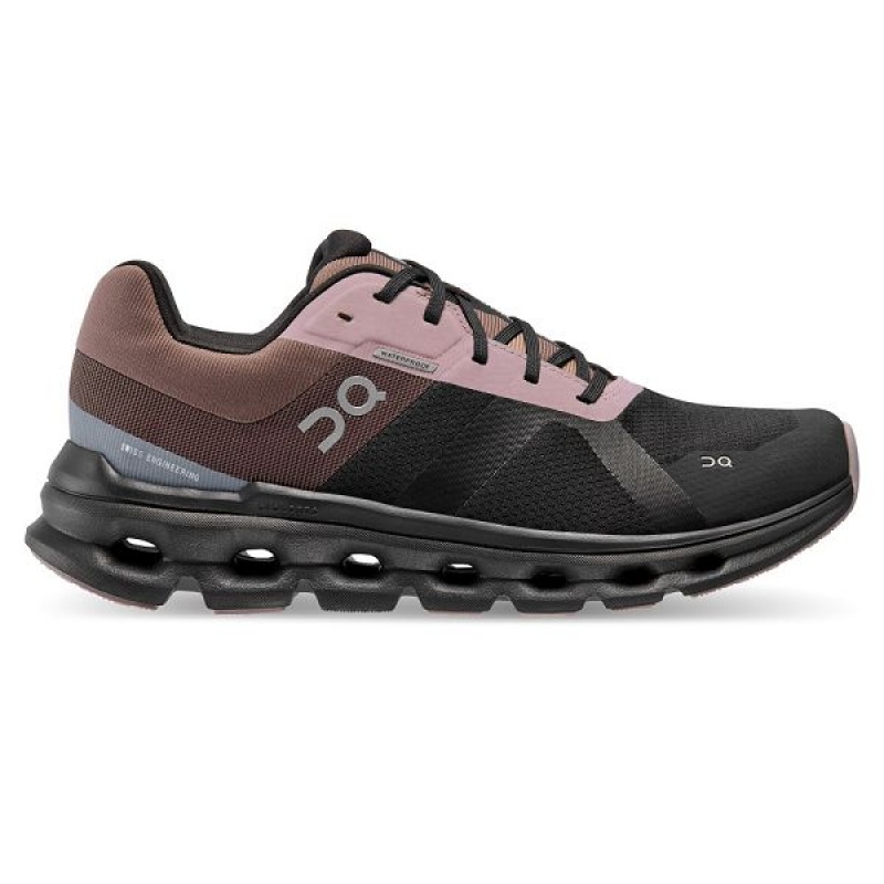 Women\'s On Running Cloudrunner Waterproof Road Running Shoes Black / Purple | 6218079_MY