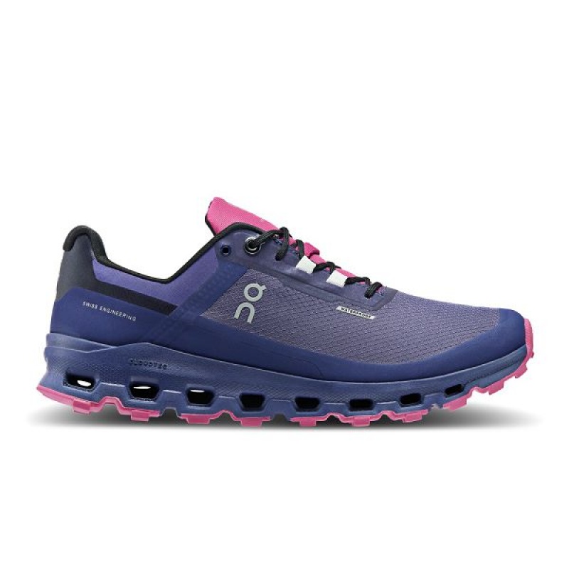 Women\'s On Running Cloudvista Waterproof Hiking Shoes Navy / Pink | 8632095_MY