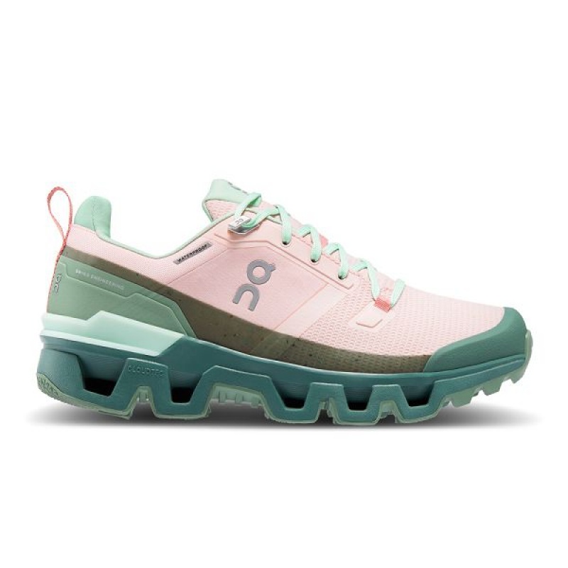 Women\'s On Running Cloudwander Waterproof Hiking Shoes Pink / Green | 1478526_MY