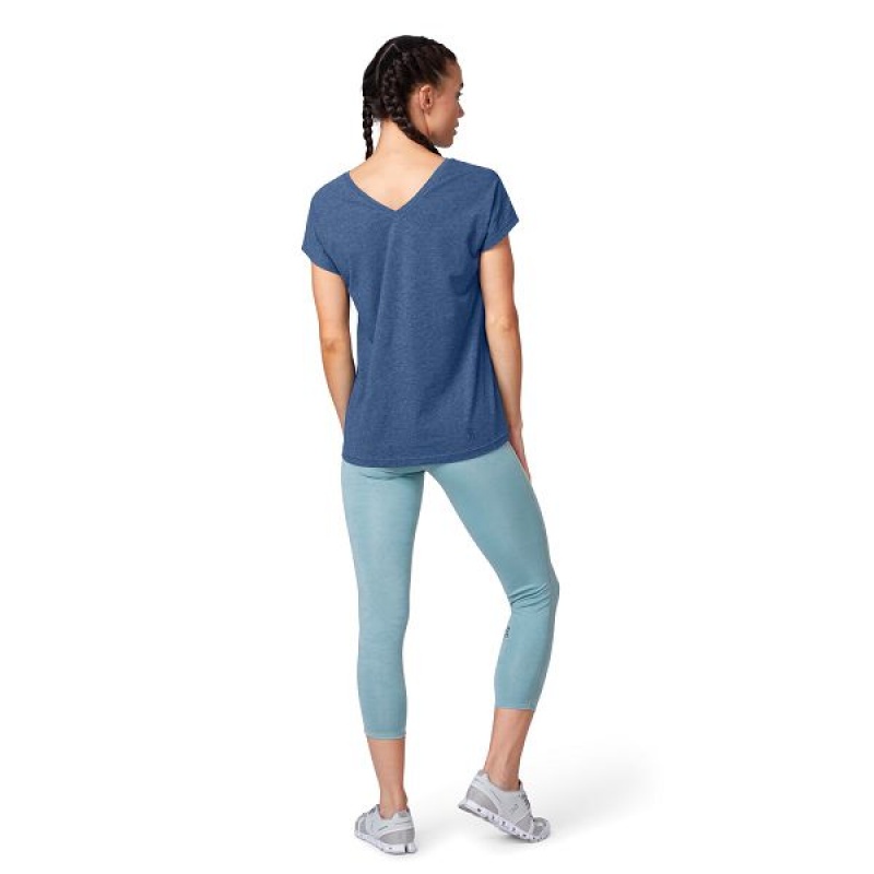 Women's On Running Comfort-T 2 T Shirts Blue | 8210635_MY