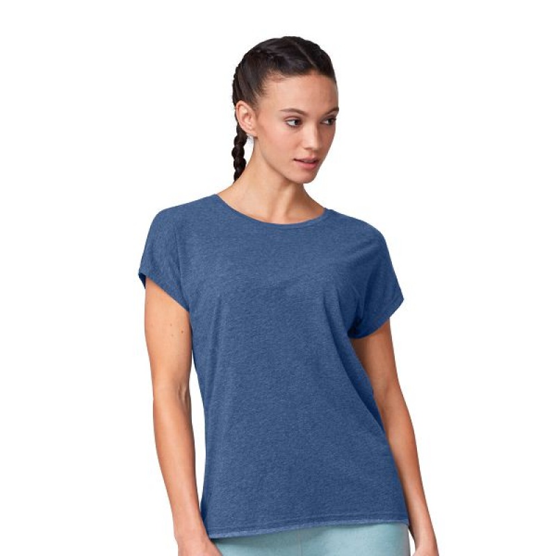 Women\'s On Running Comfort-T 2 T Shirts Blue | 8210635_MY
