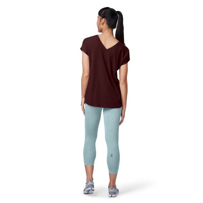 Women's On Running Comfort-T 2 T Shirts Burgundy | 156879_MY