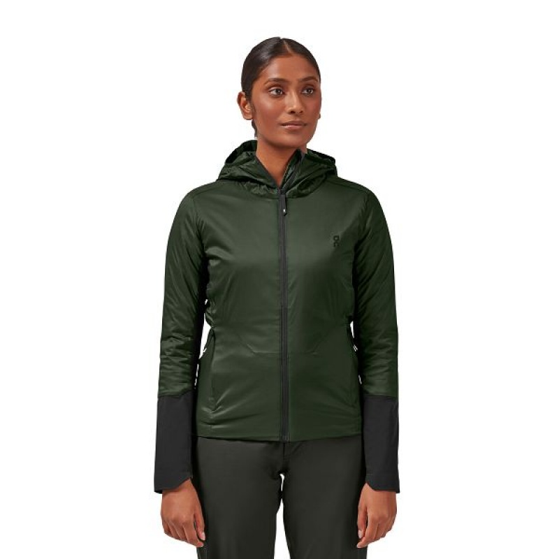 Women\'s On Running Insulator Jackets Dark Green / Black | 1746890_MY