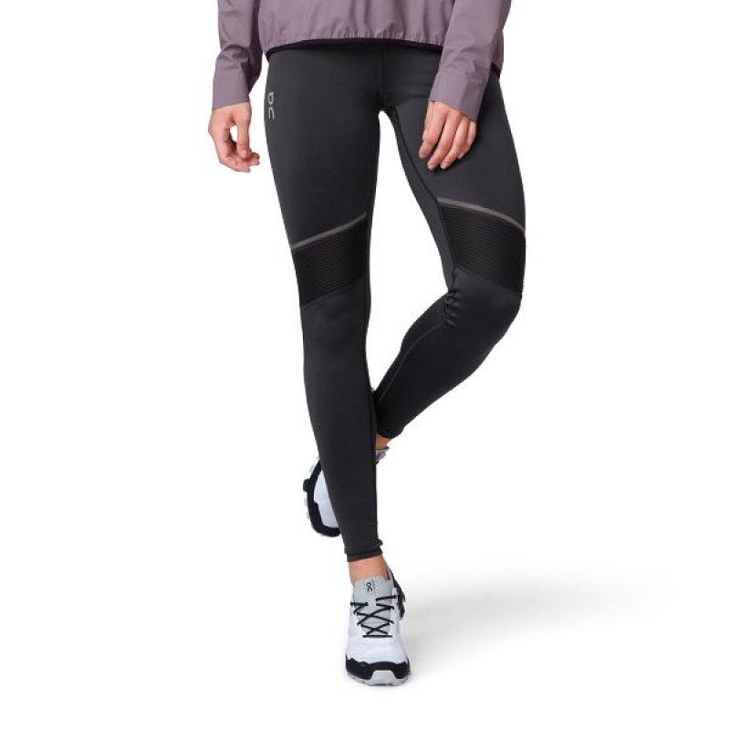 Women\'s On Running Long 1 Pants Black / Grey | 1084672_MY