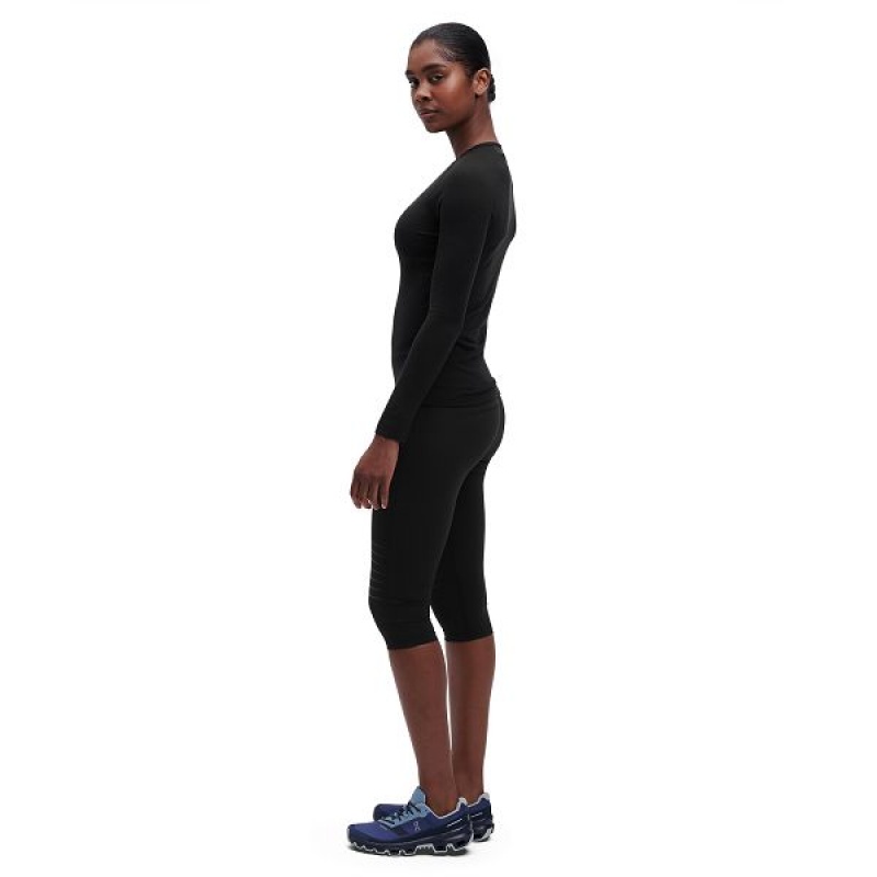 Women's On Running Merino Long-T T Shirts Black | 4795680_MY