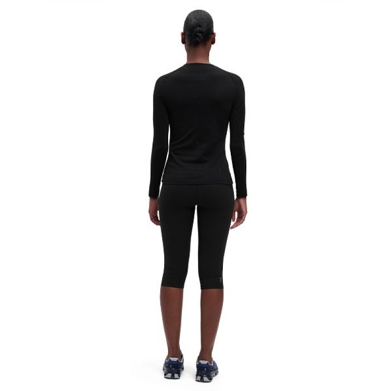 Women's On Running Merino Long-T T Shirts Black | 4795680_MY