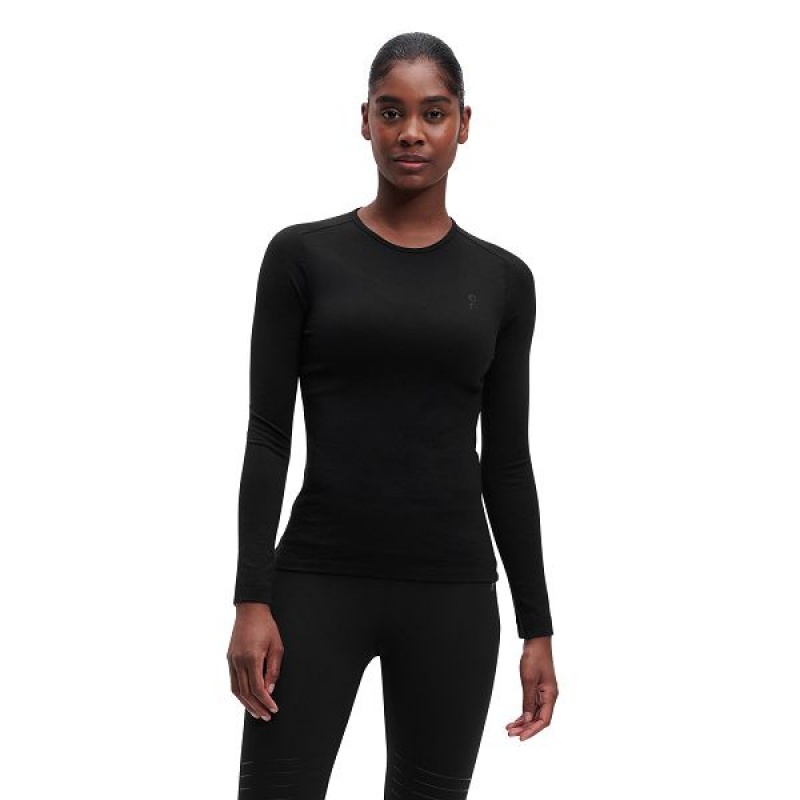 Women\'s On Running Merino Long-T T Shirts Black | 4795680_MY
