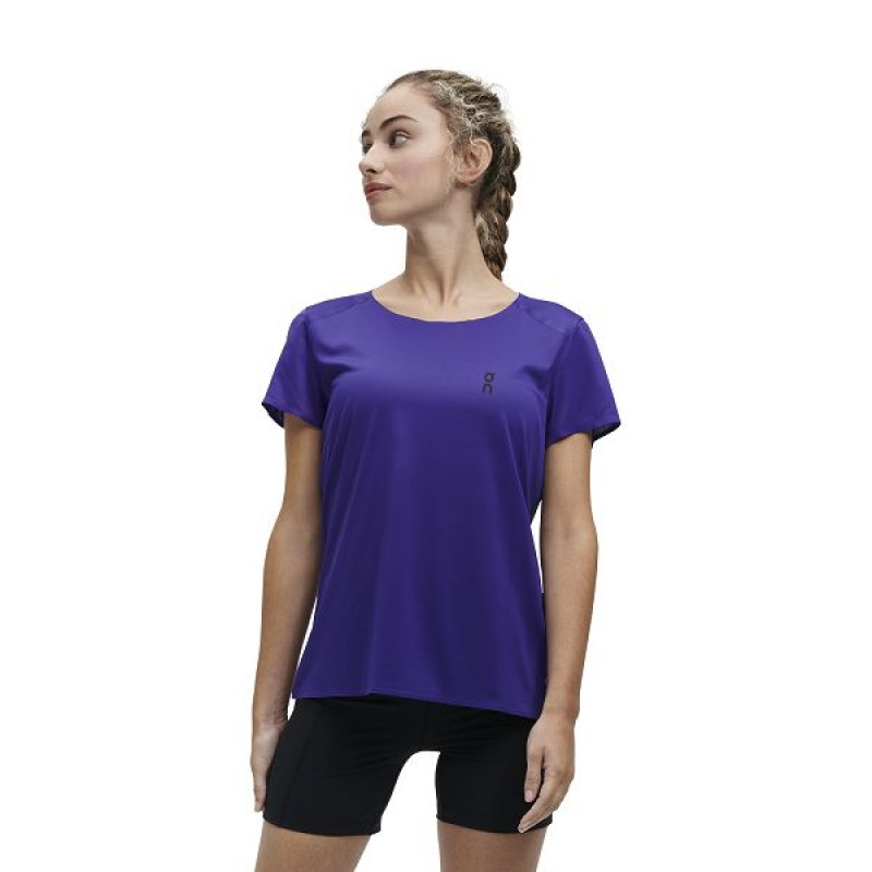 Women\'s On Running Performance-T 2 T Shirts Navy | 4980652_MY