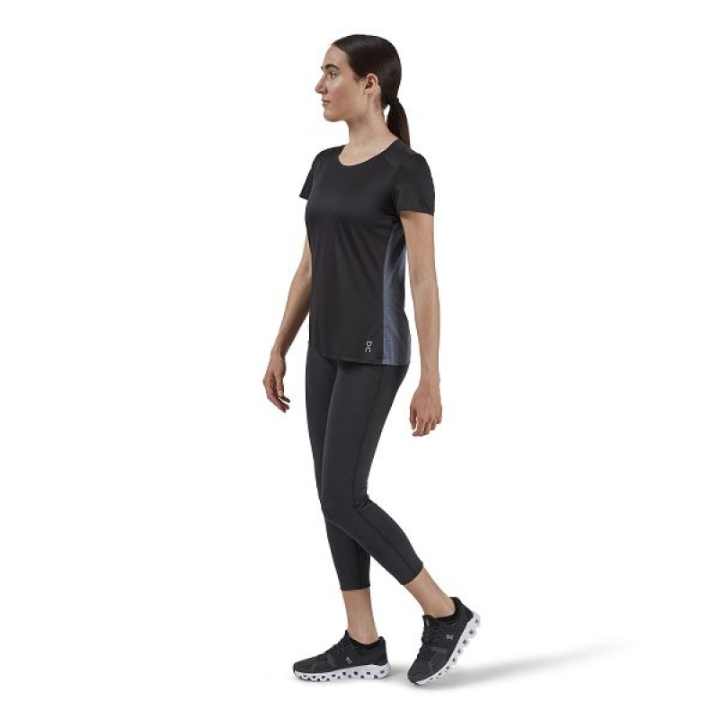 Women's On Running Performance-T 2 T Shirts Black | 1635987_MY