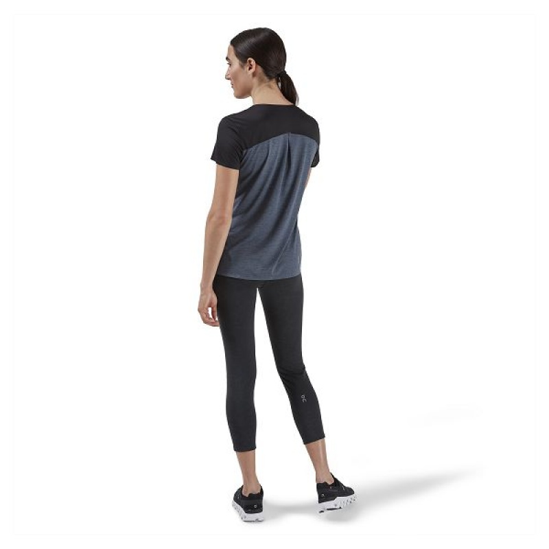 Women's On Running Performance-T 2 T Shirts Black | 1635987_MY