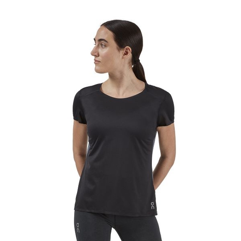 Women\'s On Running Performance-T 2 T Shirts Black | 1635987_MY