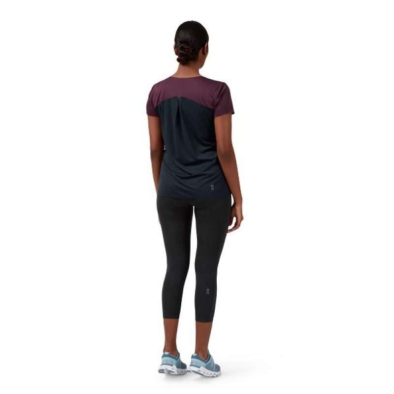 Women's On Running Performance-T 4 T Shirts Burgundy / Black | 6873415_MY