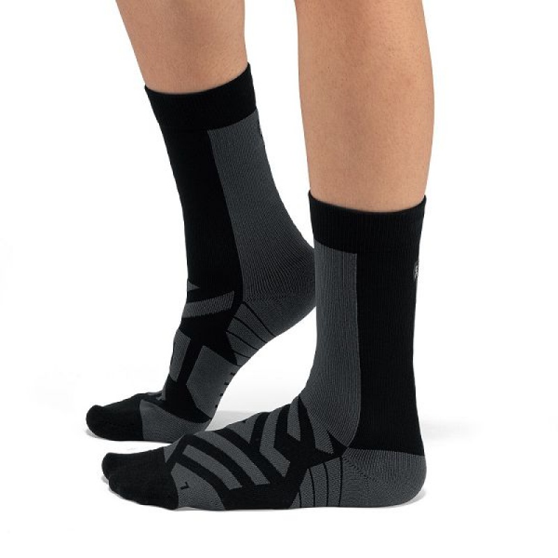 Women\'s On Running Performance High Socks Black / Grey | 5432890_MY