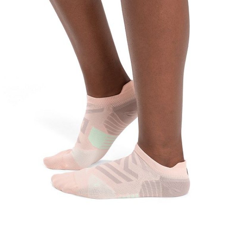 Women\'s On Running Performance Low Socks Pink / Green | 9081534_MY