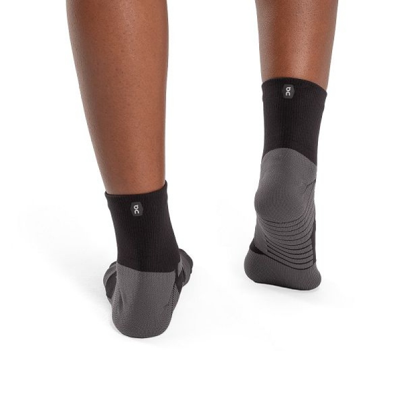 Women's On Running Performance Mid Socks Black / Grey | 8230547_MY