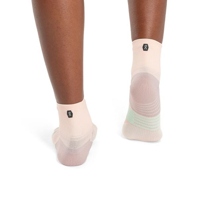 Women's On Running Performance Mid Socks Pink / Green | 6821354_MY