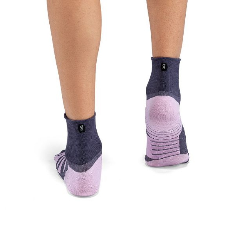 Women's On Running Performance Mid Socks Navy / Pink | 7638102_MY