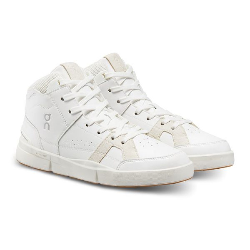 Women's On Running THE ROGER Clubhouse Mid Sneakers White | 7340851_MY