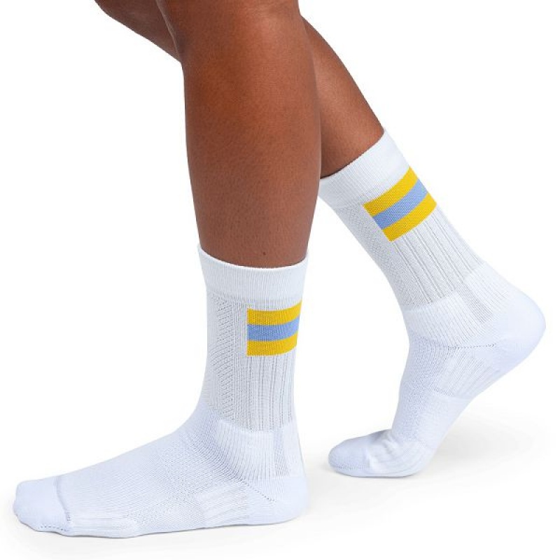 Women\'s On Running Tennis Socks White / Mustard | 6814932_MY