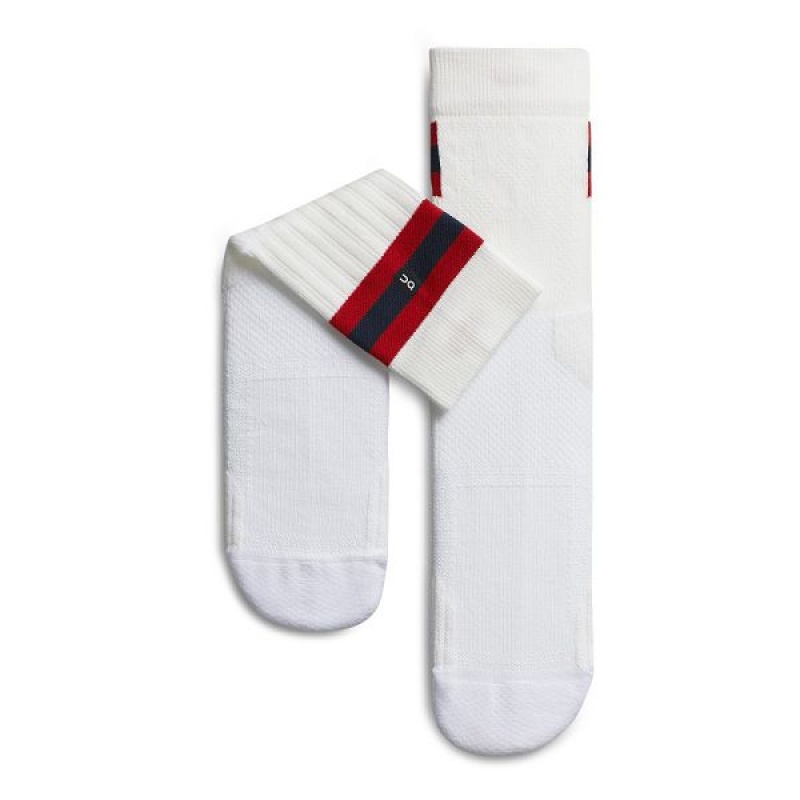 Women's On Running Tennis Socks White / Red | 5283109_MY