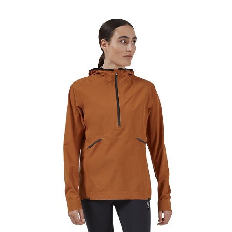 Women\'s On Running Waterproof Anorak Jackets Brown | 364581_MY